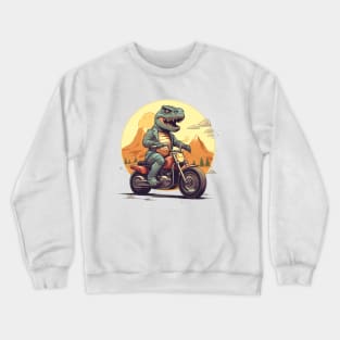 Dino Biker Retro Motorcycle Crewneck Sweatshirt